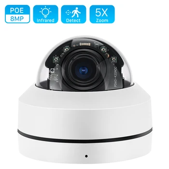 8MP 4K PTZ IP kamera lauko PoE Onvif 5X optinis priartinimas 5MP 4MP P2P infraraudonųjų spindulių garso kupolo kamera CCTV stebėjimo kamera XMEye programa
