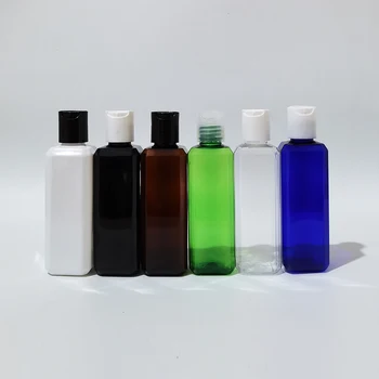 50vnt 100ml tuščias juodas plastikinis kosmetikos indas skystam muilui Dušo želė šampūno spalvotas kelioninio disko dangtelis PET kvadratinis butelis