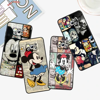 Komiksas Mikis Minnie Disney skirtas Xiaomi Mi Poco F5 F4 F3 F2 X5 X4 X3 M6 M5S M4 M3 C40 Pro GT NFC 5G Juodas minkštas telefono dėklas