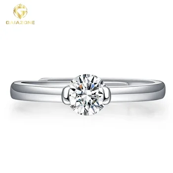 GAIAZONE New Classic 925 Sterling Silver 0.5CT D Color Moissanite Ring 18K White Gold Plated Wedding Engagement Fine Jewelry GRA