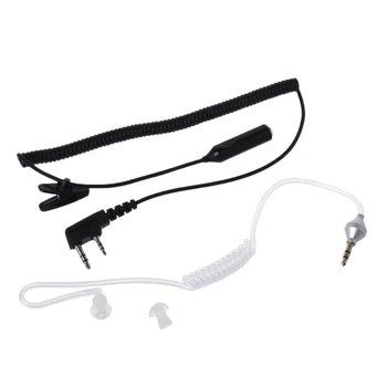 2-Pin PTT mikrofono ausinės prie 3.5 mm oro akustinio vamzdžio ausinės, skirtos Baofeng UV-5R 888s
