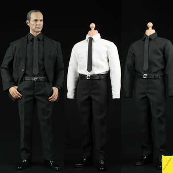 AFS A004 1/6 Scale Male Black Clothes Suit Suit Vyriški drabužiai Marškinių komplektas Juodas 12 colių veiksmo figūrėlės kūno lėlės