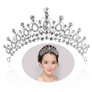 Karūnos Tiara galvos juosta kalnų krištolui Tiaras Crowns Weddingbride And Silver Hair Birthday Queen