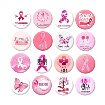 16vnt Krūties vėžio sąmoningumo ženklelis Sagė Apvali kaspinas Smeigtukas Drabužiai Sagės Kuprinės dekoravimas Moterų papuošalų dovana