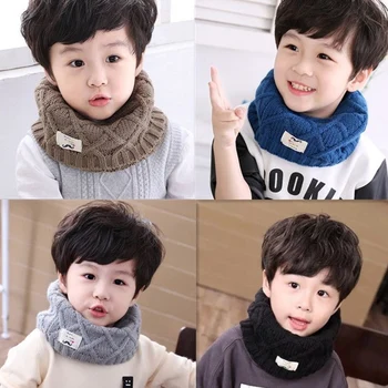 Vaikų kaklas Rudens ir žiemos kūdikiai berniukai ir mergaitės mielas storas šiltas šalikas Korėjietiškas megztas vilnonis kaklo rinkinys