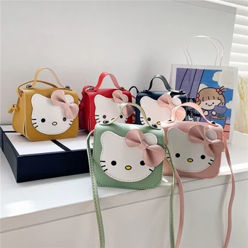 Sanrioed Hello Kitty Animacinis filmas Mielas krepšys per petį Vaikams Anime Messenger krepšys Mini monetų piniginė Mados mergaičių rankinė Gimtadienio dovana