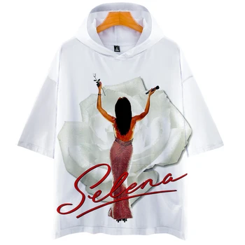 2022 Selena Quintanilla Džemperiai su gobtuvu 3D trumpomis rankovėmis Vasariniai marškinėliai su gobtuvu Kvėpuojantys vyrams ir moterims Drabužiai Kawaii Y2k Megztiniai