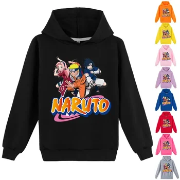 Naruto 2024 Vaikų drabužiai Berniukai ir mergaitės Animacinis filmas Spausdinti Pavasario ir rudens vyresnių vaikų džemperiai su gobtuvu