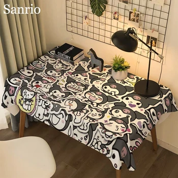 Sanrio Kuromi Mielos buitinės staltiesės Mano melodija Animacinis filmas Paprastas spausdinimas Kavos staliuko kilimėlis Dulkėms atspari staltiesė, skirta naudoti namuose