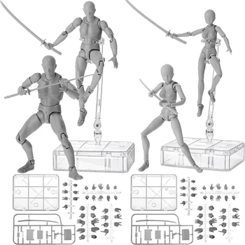 4 Rinkiniai Piešimo veiksmo figūros Kūno menininkai PVC figūrų modelis Piešimas Manekeno figūra