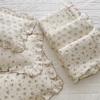 3vnt Patalynės komplektas Vintage Floral Muslin Cotton Baby Children Clove Bed Linen Duklo Užklodės užvalkalas Pagalvės užvalkalas be užpildo