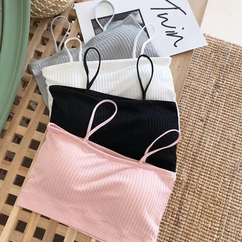 Women Casual Comfortable Strap Tank Tops Casual Chest Wrap Bandeau Sexy Crop Tops Female Fashion Solid Color Tube Top