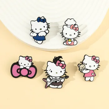 Sanrio Hello Kitty sagė Veiksmo anime figūrėlės Hello Kitty Emalio sagė Mielas animacinis filmas Kuprinė Drabužių papuošalai Vaikų dovanos