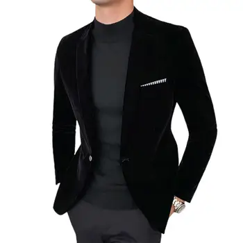 Stilingas kostiuminis paltas Slim Fit Super Soft Vyriškas kostiuminis paltas Aksominis atlapas Kostiumo paltas