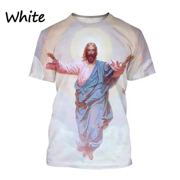 Naujausi Jėzaus 3D marškinėliai Mada Apie Jėzų myli visus Vyrų moterų hiphopo kasdieniai krikščionių marginti marškinėliai