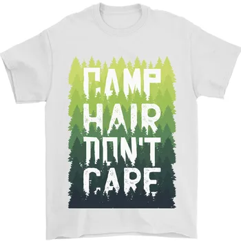 Camp Hair Dont Care Funny Caravan Camping vyriški marškinėliai 100% medvilnė