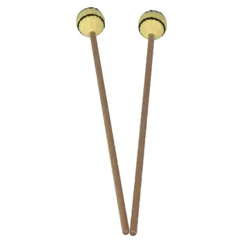 1 Pora geltonų verpalų galvutės Marimba mallets su buko rankena klavišiniams mušamiesiems instrumentams