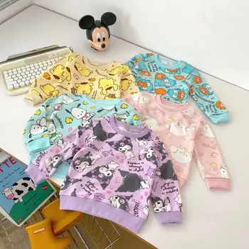 Naujas anime Sanrios vaikų mados megztinis Kawaii Kuromi Cinnamoroll Boy Girl Animacinis filmas Megztinis ilgomis rankovėmis Tops Rudens vaikų drabužiai