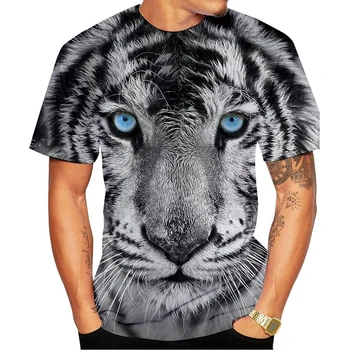 NEW Vyriški tigro 3d drabužiai trumpomis rankovėmis Creative Animal Digital O-neck Tiger 3D Print marškinėliai Moteriški topai