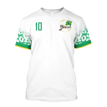 Brazilijos vyrų marškinėliai Futbolo marškinėliai 3D spausdintas marškinėlių raštas Marškinėliai Futbolas Vasaros oversized sportinė apranga Viršus