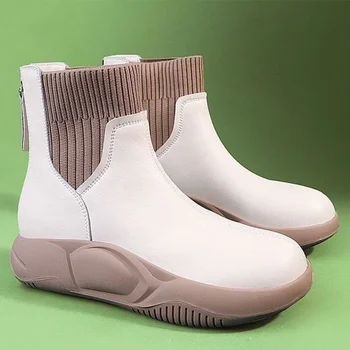 Platform Flats Sportiniai batai Vaikščiojimas Bėgimas Moteriški batai 2023 Žiema Nauji sportbačiai Kulkšnies batai Ponios Priežastinis batas