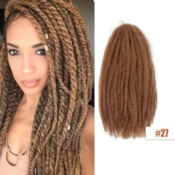 Marley Hair for Twists Pynimo plaukai Afro Kinky Garbanoti nėrimo pynės 18Inch sintetiniai plaukų priauginimas moterims