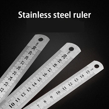 15-30cm nerūdijančio plieno metalo tiesios liniuotės įrankis dvipusis matavimo įrankis