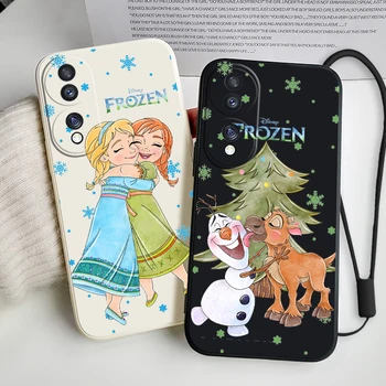 Disney Frozen Elsa Anna For Honor X9A X8 X7 X6 X20 X10 60 50 30 20 9X 9C 9A 9S 8A Liquid Rope Silicone Soft Phone Case Cover