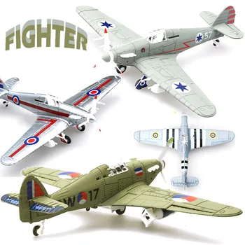 1Pcs Random Color 1/48 Assemble Simulation Fighter Model Toys Building Tool Sets Aircraft Diecast War-II uraganinis naikintuvas