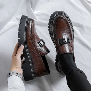 Pavasario ir rudens prekės ženklas Britų stilius Vyriški darbo batai Madingi ir patogūs Nauji stori pado klasikiniai dideli galvos odiniai batai