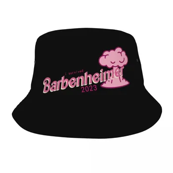 Aš išgyvenau Barbenheimerio kaušo skrybėlę moterims Atostogos 2023 m. Filmų gerbėjai Bobo skrybėlė Unikalus dizainas Lengvas atostogų galvos apdangalams