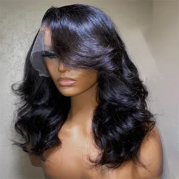 Body Wave 13x6 Nėrinių priekiniai žmogaus plaukų perukai Trumpi Bobo skaidrūs nėrinių priekiniai perukai juodaodėms moterims Brazilijos iš anksto nupešti plaukai