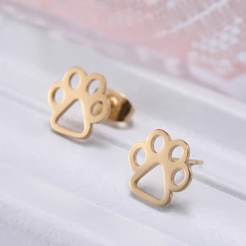 Skyrim Mielas šuo Pet Paw Print Auskaras moterims mergaitėms Nerūdijančio plieno aukso spalvos mažos ausų smeigės 2023 m. Trend papuošalų dovana