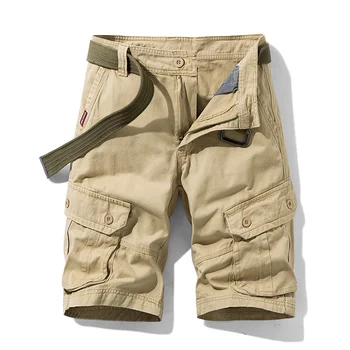Mens Summer Cotton Army Tactical Cargo Shorts 2023 New Fashion Khaki Multi-pocket Casual Short Pants Loose Military Men