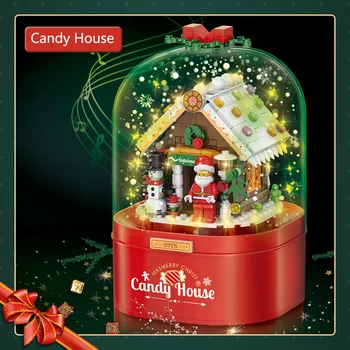 Linksmos kalėdinės muzikos dėžutės saldainių namų statybiniai blokai 