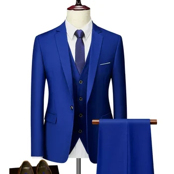 Vyrai Business Blazers Striukė Liemenė Kelnės Aukštos klasės vestuvių vakarėlio jaunikio kostiumas 3 vienetų komplektai Paltas Kelnės Didelio dydžio suknelė XS-6XL 2024