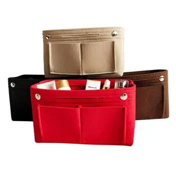 Multi-Pocket Felt Insert Bag Makeup Handbag Organizer Travel Inner Purse Portable Cosmetic Bags Storage Tote Make Up Storage Bag